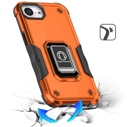 Phone Case for Apple iPhone 17E /16E Shockproof Magnetic Ring Stand Hybrid Kickstand Armor 360 Rotation Anti-Slip Grip Military Grade Drop Resist Cover Cosmic Orange
