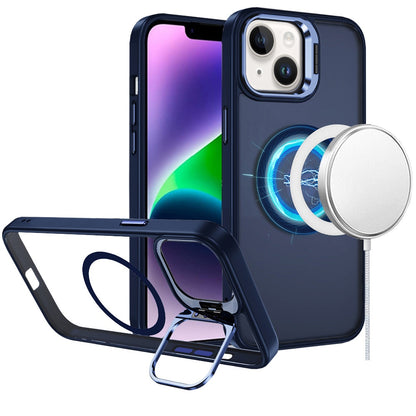 For Apple iPhone 11 Heavy Duty Metallic Hybrid Tough TPU with Camera Ring Stand, MagSafe Compatible, Rugged Drop Protection Case Cover