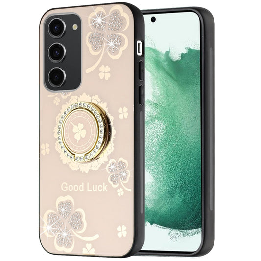 Phone Case for Samsung Galaxy S22+ /S22 Plus Diamond 3D Fashion Floral Glitter Engraved Luxury Bling Hybrid Shockproof Chrome Edge Protective Grip Cover