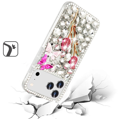 For Apple iPhone 17 Pro Max (6.9") Bling Crystal 3D Full Diamonds Luxury Sparkle Rhinestone Hybrid Protective Case Cover