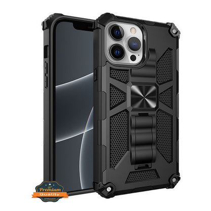 For Apple iPhone 16 Pro Max (6.9") Built in Magnetic Kickstand, Military Hybrid Bumper Heavy Duty Dual Layers Rugged Stand Case Cover