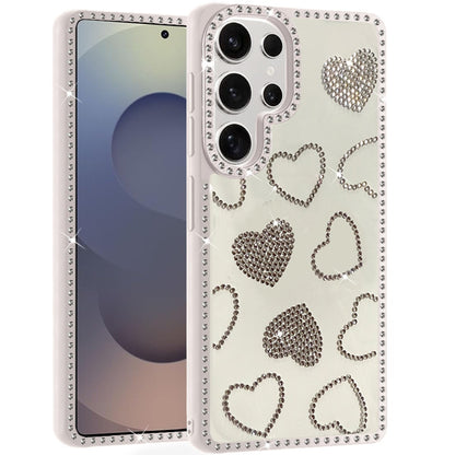 For Samsung Galaxy S25 Ultra Spread Love Glitter Shimmer Bling Diamond Edge Hybrid Drop Protection Shockproof Design Case Cover