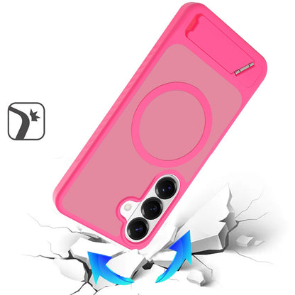 Phone Case for Samsung Galaxy S26 FE /Fan Edition Matte Magnetic Metal Kickstand Shockproof Grip Anti Slip Durable Protective Heavy Duty Hybrid Cover Pink