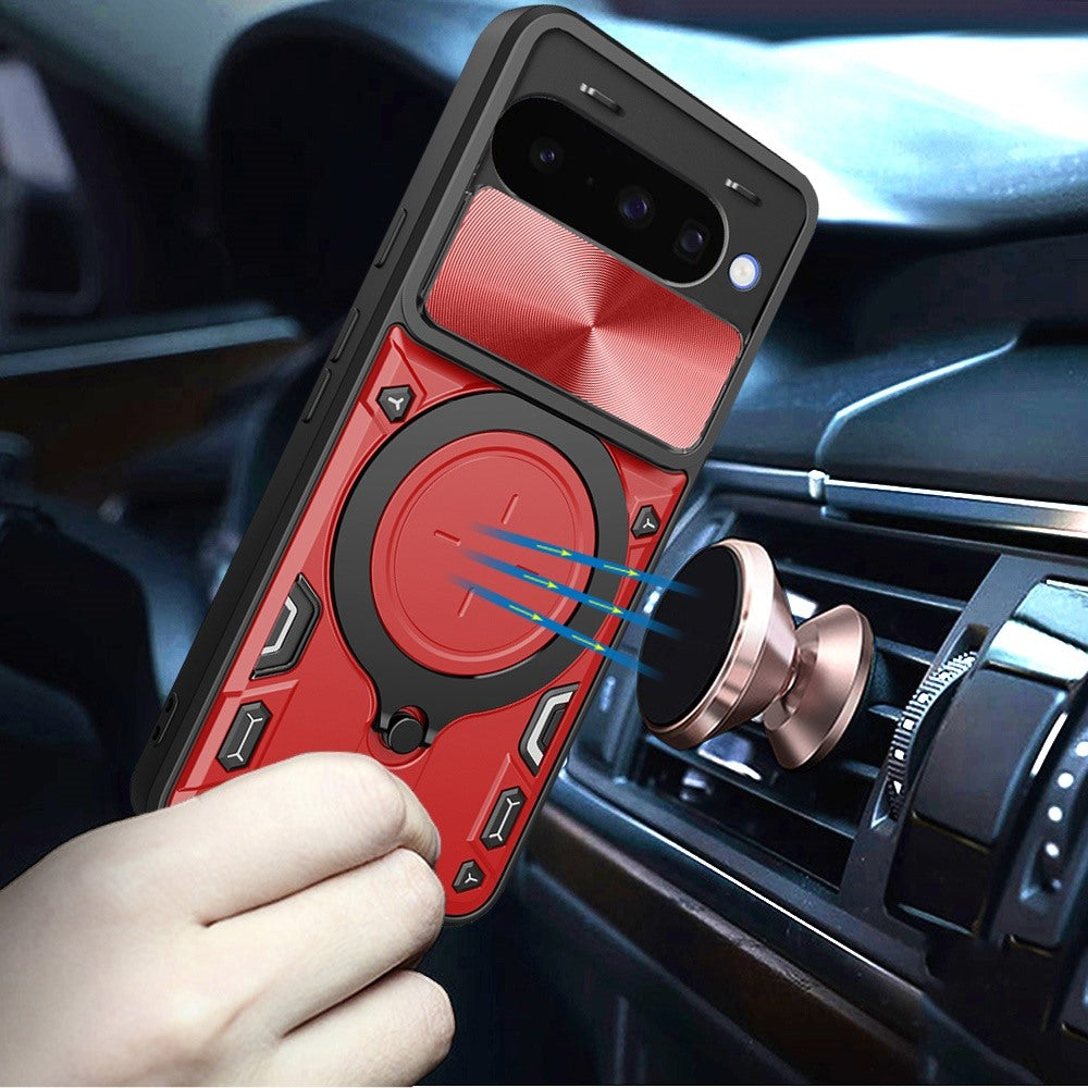 Phone Case for Google Pixel 11 / 11 Pro Magnetic Ring Stand Shockproof Hybrid Full Camera Slide Guard Anti Slip Heavy Duty Protective Armor Cover