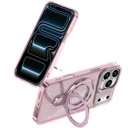 Phone Case for Apple iPhone 18 Pro Max Colofull Transparent Glitter Magnetic Ring Stand Shockproof Rotating Grip Protective Hybrid Durable Cover