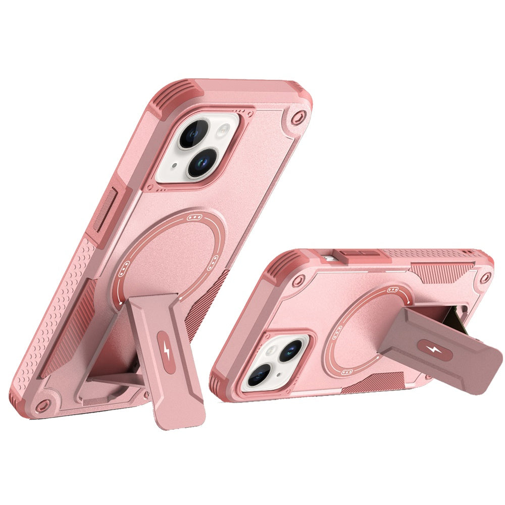 For iPhone 15 Plus (6.7") Magnetic Invisible Kickstand Holder with Magsafe, Slim Fit Shockproof Hybrid Military Grade Heavy Duty Case Cover