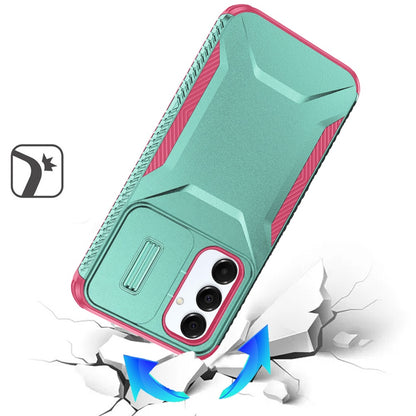 For Samsung Galaxy A17 5G Slim Fit Shockproof Hybrid with Slide Camera Window Covering, Rugged Tpu Silicone Hard PC Bumper Case Cover Rose Gold