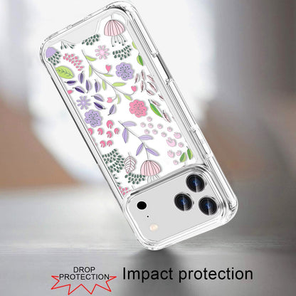 Phone Case for Apple iPhone 17 Pro Max (6.9") Beautiful Floral TPU Shockproof Hybrid Rubber PC Slim Lightweight Protective Designer Pattern Cover Purple and Green Wildflowers