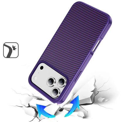 For Apple iPhone 17 Pro Max (6.9") Carbon Fiber Design with Magnetic HQ 2.0mm Thick Hybrid Shockproof Rubber Hard PC Case Cover