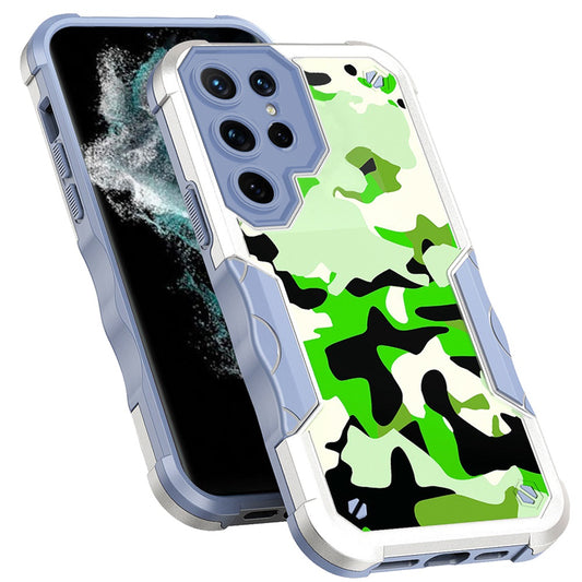 For Samsung Galaxy S23+ / S23 Plus Fashion Design Hybrid Shockproof Protection Durable Grip Stylish Finish Rugged TPU Case Cover Light Green Camo
