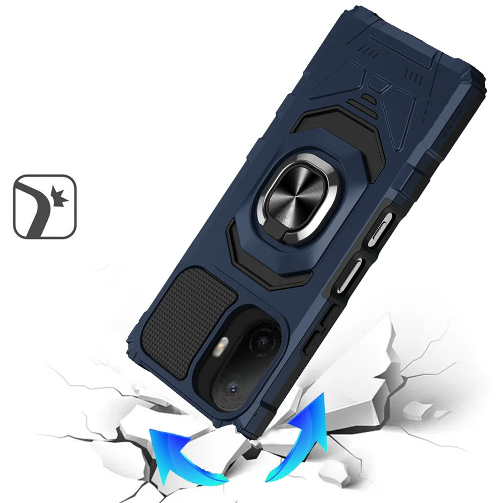 Phone Case for TCL K70 5G Rugged Hybrid Dual Layer Magnetic Ring Stand Armor Shock Absorbing Heavy Duty TPU Reinforced Bumper Cover