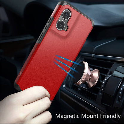 For Motorola Edge 2024 Fashion Graphic Design Hybrid 2in1 Tough Strong Hard PC TPU Frame, Magnet Mount Friendly, Shockproof Protection Case Cover Red