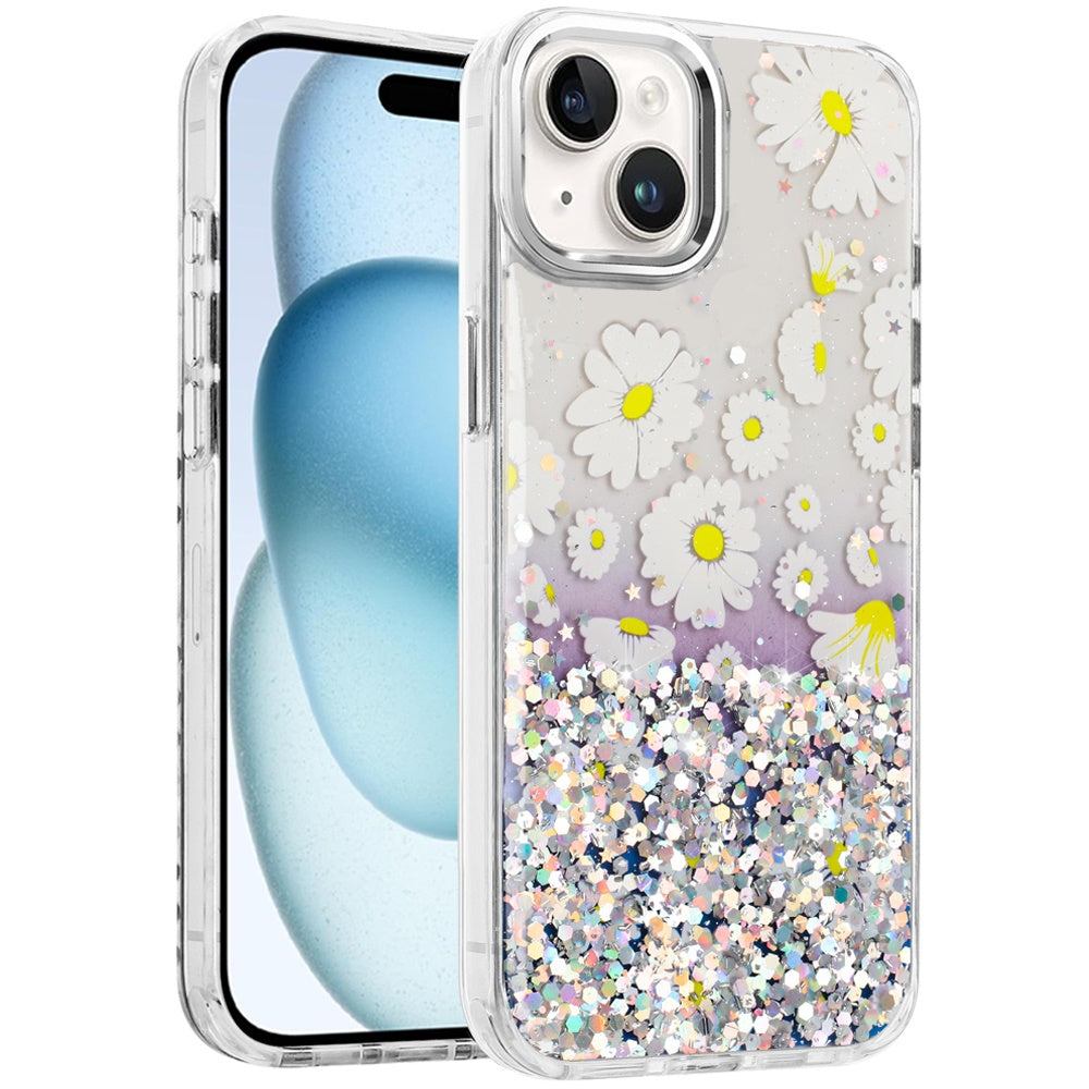 For Apple iPhone 15 Fashion Beautiful Epoxy Design Hybrid Fashion Stylish TPU Protective, Shockproof Hybrid PC Case Cover