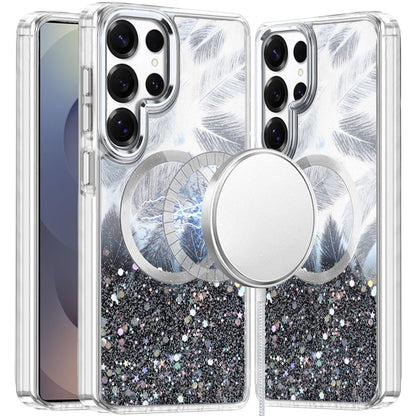 For Samsung Galaxy S23 Ultra Epoxy Glitter Shimmer Fashion Case with Magnetic Magsafe Compatible Hybrid Sparkling Slim Protective Case Cover