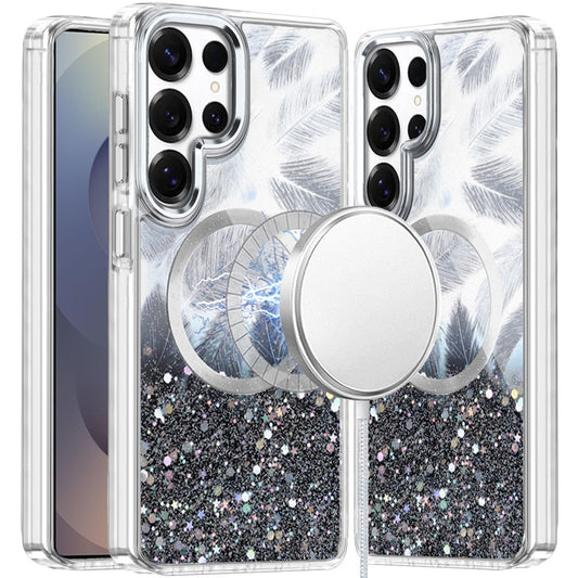 For Samsung Galaxy S23 Ultra Epoxy Glitter Shimmer Fashion Case with Magnetic Magsafe Compatible Hybrid Sparkling Slim Protective Case Cover