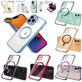 For Apple iPhone 15 Pro Max (6.7") Hybrid Clear with Plating Chrome Frame & Camera Protection Compatible with Magsafe  Phone Case Cover