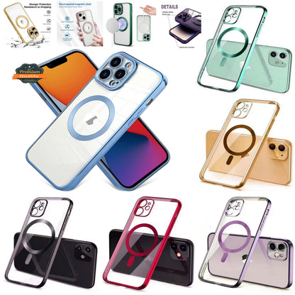Phone Case Cover for Apple iPhone 17E /iPhone 16E Clear Hybrid Case with Plating Chrome Frame, Camera Protection, MagSafe Compatible Cover