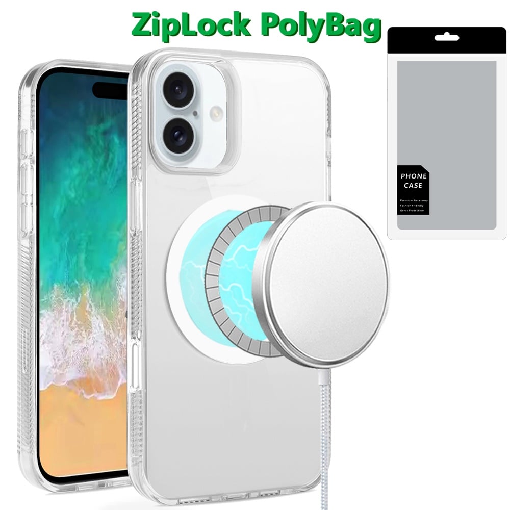 For Apple iPhone 16 Plus MagSafe Compatible Integrated Technology Clean Transparent Hybrid Armor TPU Frame Case Cover Clear