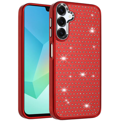 For Samsung Galaxy A16 5G Bling Diamond Metallic, Full Sparkle Chrome Edged Hybrid Protective Shockproof Case Cover