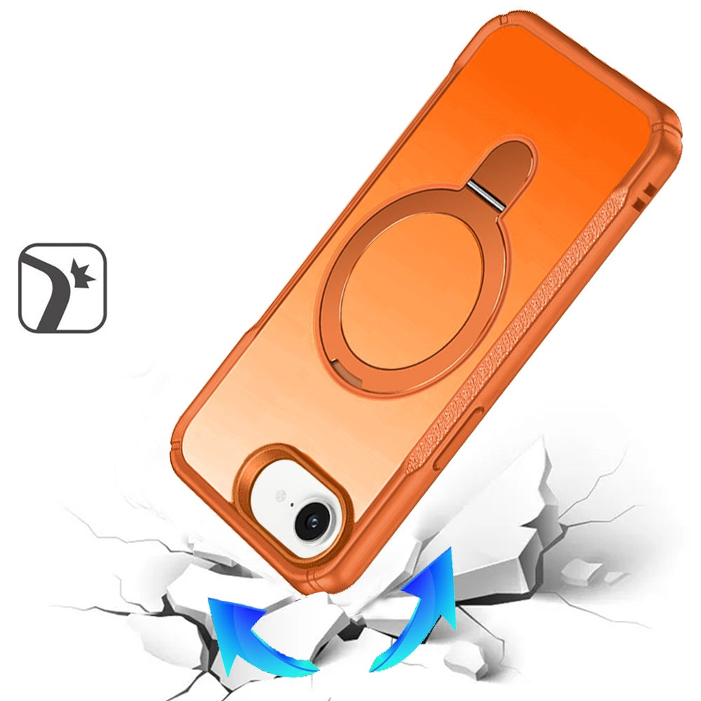 Phone Case for Apple iPhone 17E /16E Magnetic Ring Stand Matte Finish Shockproof Grip Slim Armor Heavy Duty TPU Protective Hybrid Cover Cosmic Orange
