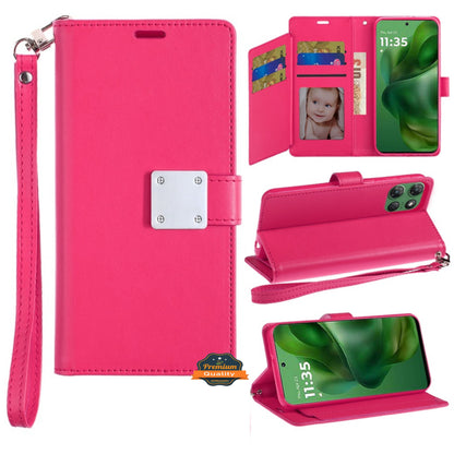 For Samsung Galaxy S25 EDGE Wallet Case with ID/ Card Holder, Wristlet Strap, Magnetic TPU Protective Shockproof Folio Flip Case Cover