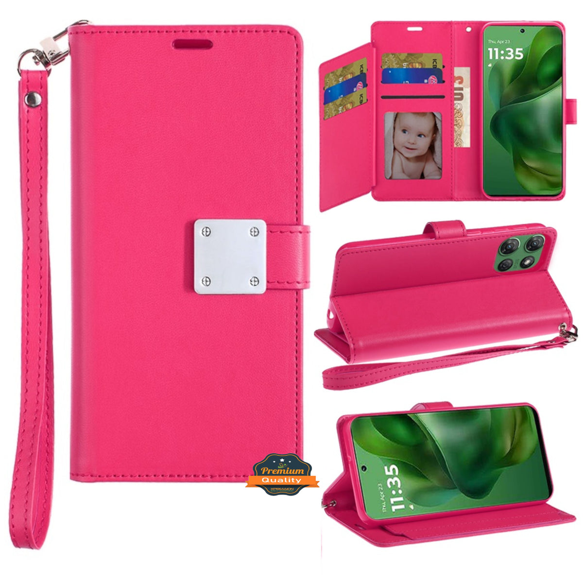 For Samsung Galaxy A17 5G Wallet Case with ID/ Card Holder, Wristlet Strap, Magnetic TPU Protective Shockproof Folio Flip Case Cover