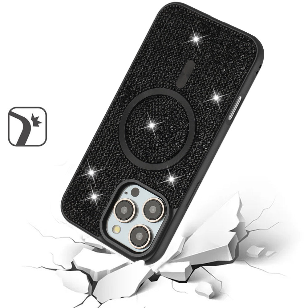 Magnetic Bling Diamond Sparkle Hybrid Shockproof Rugged Grip Durable Protection Anti-Slip Armor Design