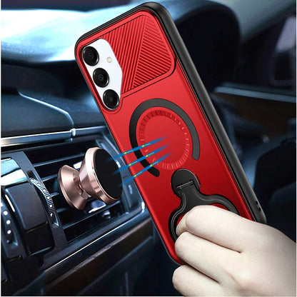 For Samsung Galaxy A16 5G Hybrid with Invisible 2 Hole Ring Stand Magnetic back Car Mount Friendly Protector Case Cover