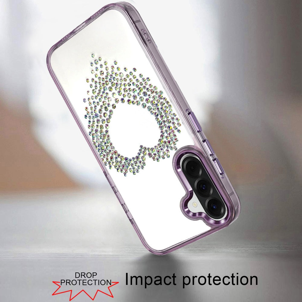 Phone Case for Samsung Galaxy A27 Angel Hearts Bling Shimmer Colorful Glitter Chrome Edge Shockproof Stylish Hybrid Design Cover