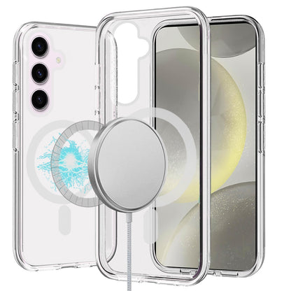 For Samsung Galaxy S23 Ultra MagSafe Compatible Transparent Hybrid Case with Magnetic Circle, Shock Absorption TPU Rubber Case Cover Clear