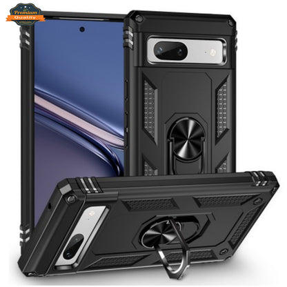 For Google Pixel 10 /Pixel 10 Pro Shockproof Hybrid Dual Layer PC + TPU with Metal Ring Kickstand Heavy Duty Armor Shell Case Cover