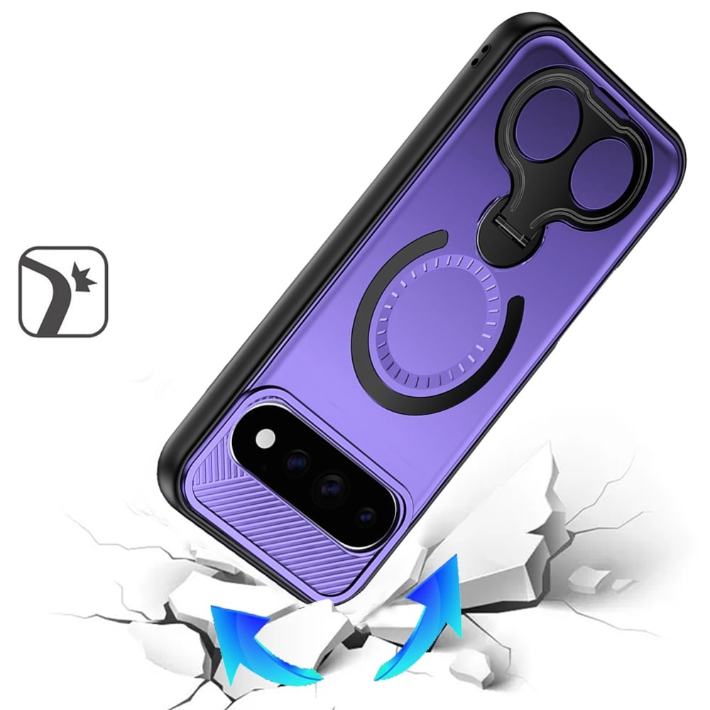Phone Case for Google Pixel 11 Pro XL Magnetic 2 Ring Stand Car Mount Friendly Shockproof Rugged Grip Armor Dual Ring Kickstand Heavy Duty Hybrid Cover
