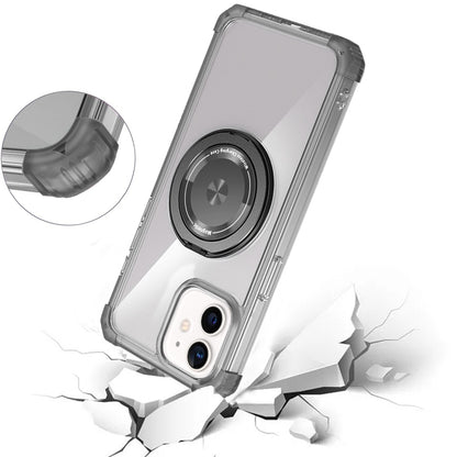 For Samsung Galaxy S22 Magnetic [Compatible with Magsafe] with 360° Rotatable Ring Holder Invisible Stand Transparent Case Cover Black