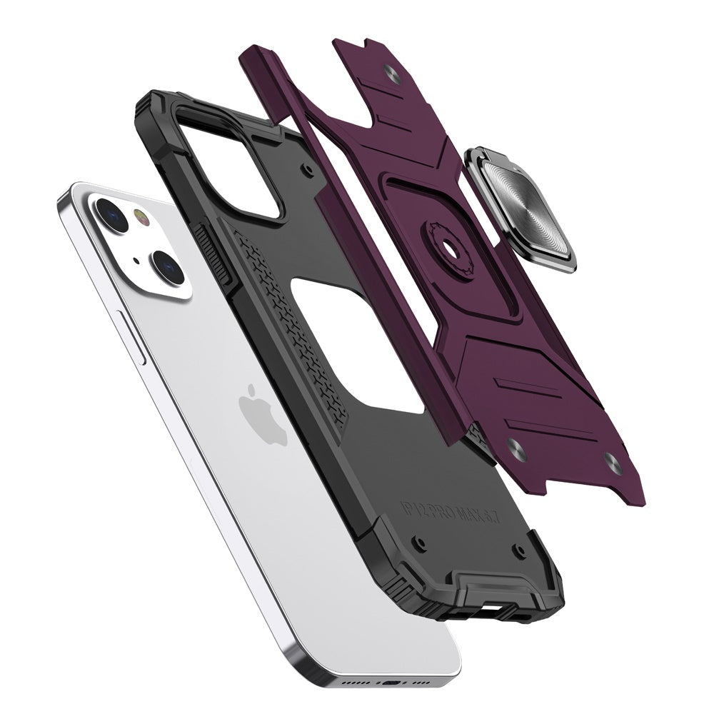 Phone Case for Apple iPhone 15 Plus Magnetic Car Mount Hybrid Ring Stand Shockproof Rugged Grip Armor Heavy Duty Protective TPU Durable Cover Purple