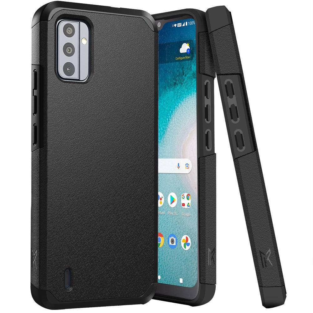 For Motorola Moto G 5G 2025 Tough Hybrid Dual Layer Hard PC TPU Rubber Bumper, Shock Absorption, Screen Protector Included Case Cover