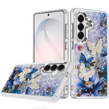 Phone Case for Samsung Galaxy S26 FE /Fan Edition Glitter Butterfly Design Metal Buttons Shockproof Hybrid TPU + PC Durable Protective Slim Grip Stylish Cover
