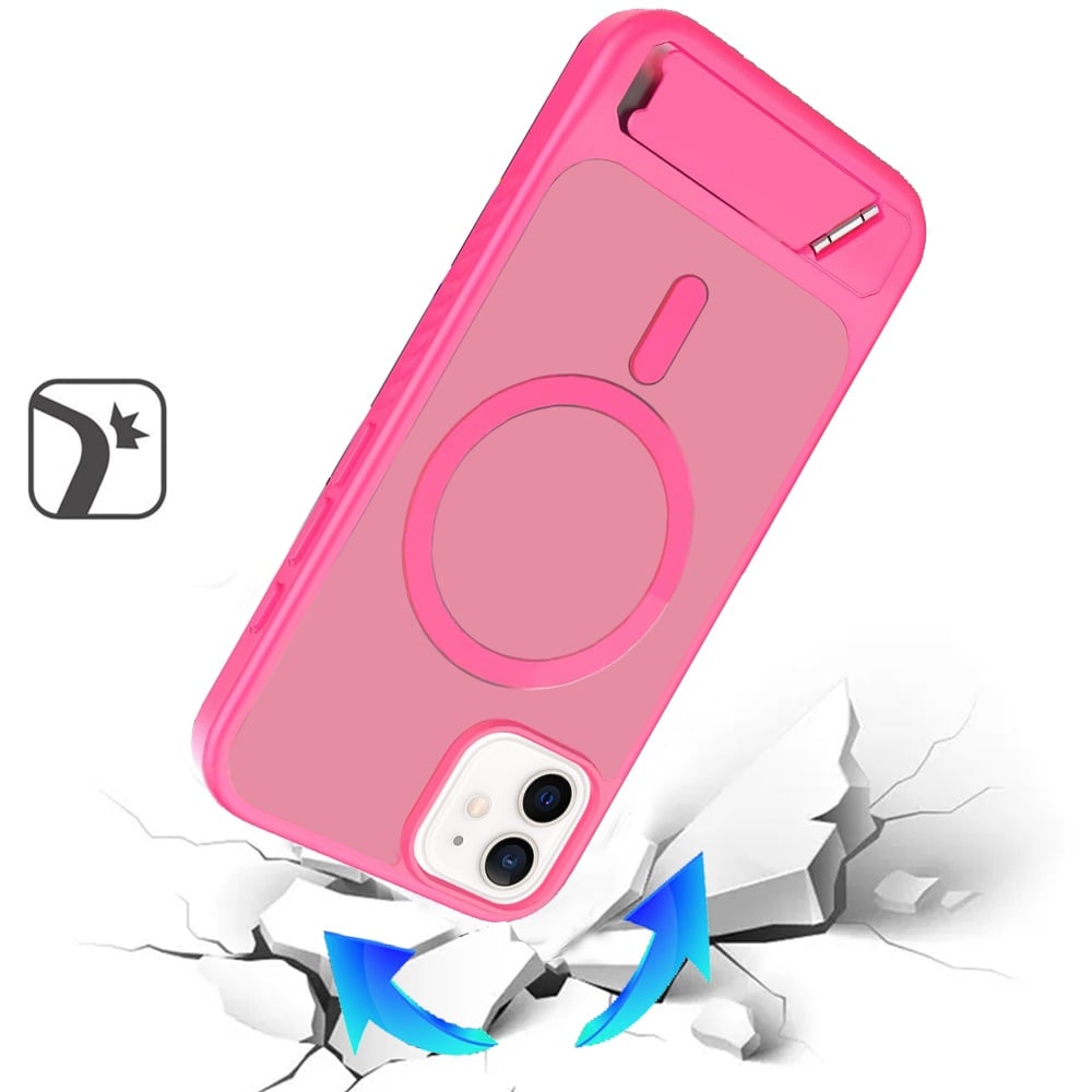 Phone Case for iPhone 12 / 12 Pro Matte Magnetic Metal Kickstand Shockproof Grip Anti Slip Durable Protective Heavy Duty Hybrid Cover