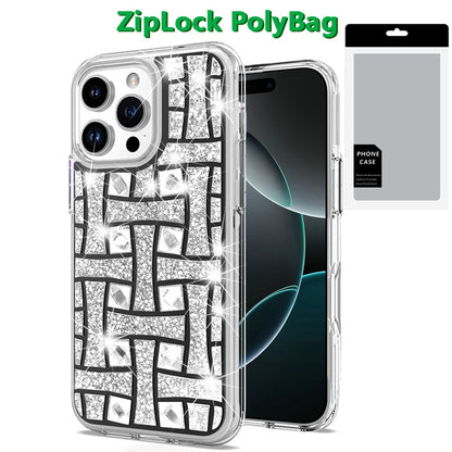 For Apple iPhone 16 Pro Bling Hybrid Shockproof Protective Design Stylish Glitter Finish Durable Grip Protection Case Cover