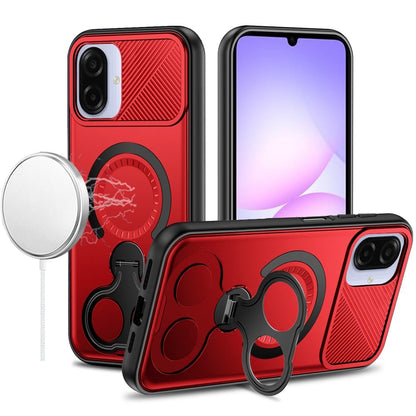 For Samsung Galaxy A07 Hybrid with Invisible 2 Hole Ring Stand Magnetic back Car Mount Friendly Protector Case Cover