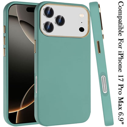 For Apple iPhone 17 Pro Max (6.9") Slim Classic Hybrid Around Rubber Gummy Gel Slick Hard PC Silicone TPU Chromed Button Case Cover White