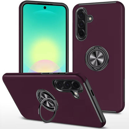 Phone Case for Samsung Galaxy A27 Invisible Ring Stand Shockproof Anti Slip Durable Grip Protective Hybrid Fit Magnetic Car Mount Holder Cover Purple