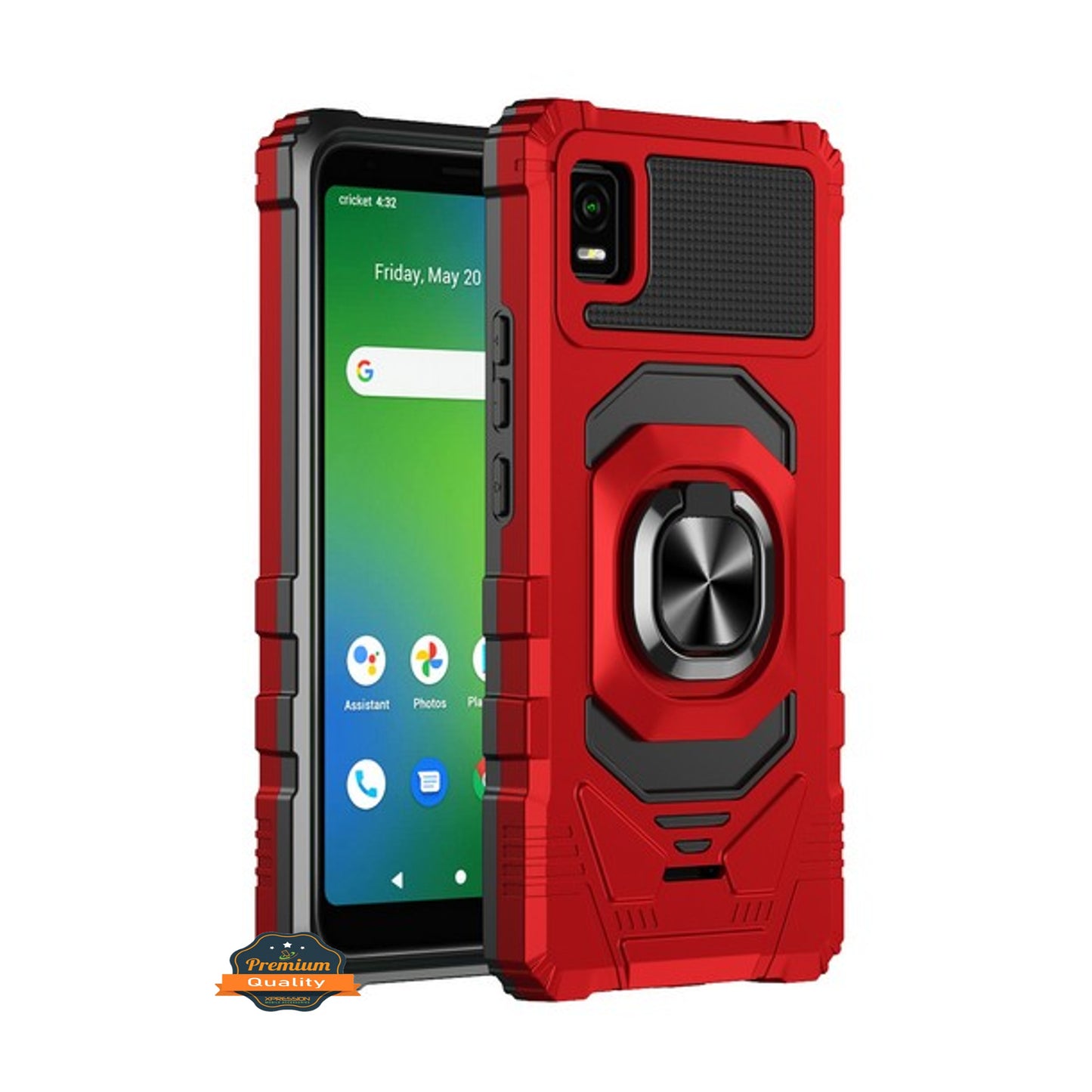 For T-Mobile Revvl 8 Hybrid Magnetic Car Mount Ring Kickstand Stand Holder Full-Body Armor Protective [Military Grade] Case Cover