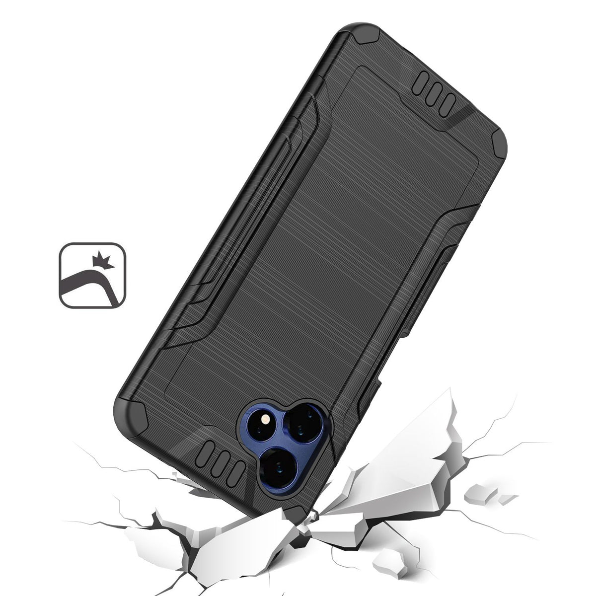 Phone Case for Boost Celero 5G Velocity Brushed Metal Look Hybrid Sleek Textured Finish Distinctive Modern Style Protective Rugged Grip Panel Design Cover