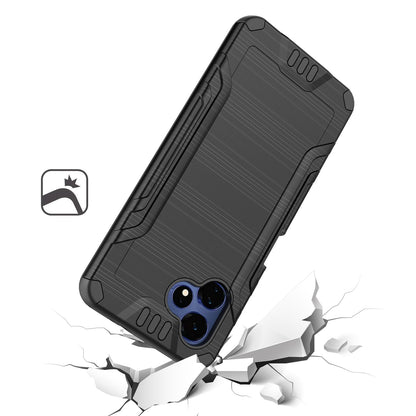 Phone Case for Boost Celero 5G Velocity Brushed Metal Look Hybrid Sleek Textured Finish Distinctive Modern Style Protective Rugged Grip Panel Design Cover