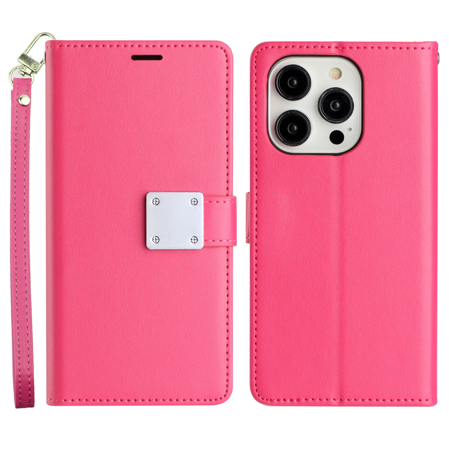 For Apple iPhone 12 /12 Pro Wallet Cases PU Leather with Credit Card /ID /Cash Holder Slot Dual Flip Book Pouch, Stand and Strap Case Cover