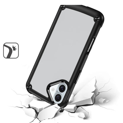 For Apple iPhone 16 Plus Hybrid Transparent Rubber with Metal Buttons & Camera Edges Hard TPU Corner Frame Bumper Case Cover Red