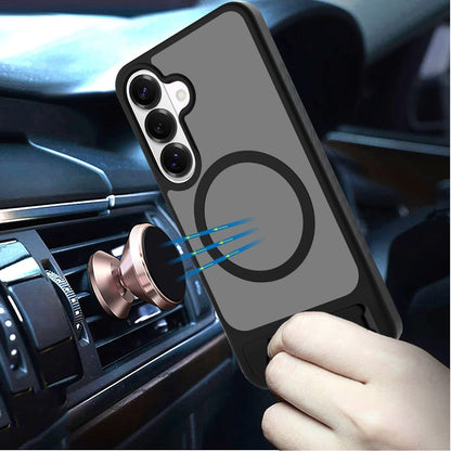 Phone Case for Galaxy S26+ / S26 Plus Matte Magnetic Metal Kickstand Shockproof Grip Anti Slip Durable Protective Heavy Duty Hybrid Cover