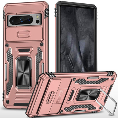 For Google Pixel 10 / 10 Pro Leather Wallet Case with Zipper, 9 Card Slots, Cash Pocket, Stand & Strap, Clutch Pouch Design Case Cover Rose Gold