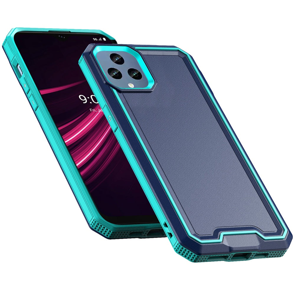 For Samsung Galaxy A16 5G Tough Modern Fused Hybrid Armor Hard PC + TPU Rubber Shockproof Drop Impact Protection Case Cover Blue