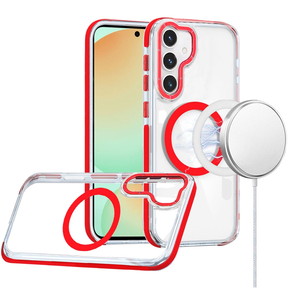 For Samsung Galaxy S21 Ultra Transparent back with Colorful Frame Strong Magnetic Circle [Compatible with Magsafe] Shockproof Case Cover